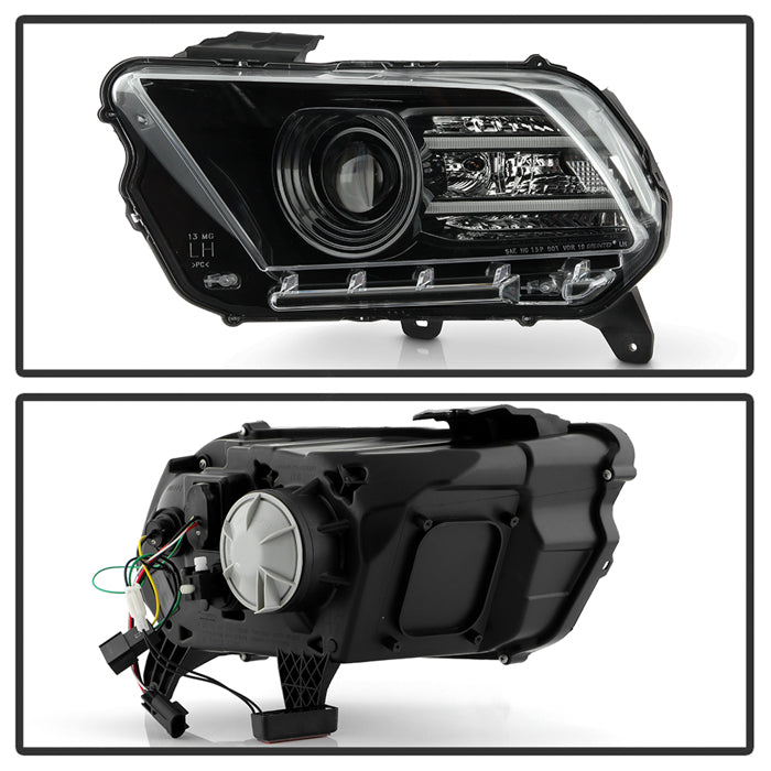 SPYDER xTune 10-14 Ford Mustang Halogen w/LED DRL Projector Headlights Black PRO-JH-FM10-LED-BK 9946271