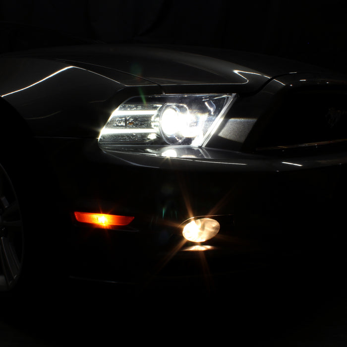 SPYDER xTune 10-14 Ford Mustang Halogen w/LED DRL Projector Headlights Black PRO-JH-FM10-LED-BK 9946271