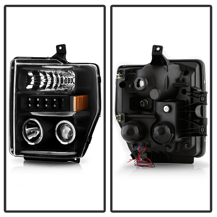 SPYDER Xtune Ford F250/350/450 Super Duty 08-10 Projector Headlights LED Halo Black PRO-JH-FS08-LED-BK 5076267
