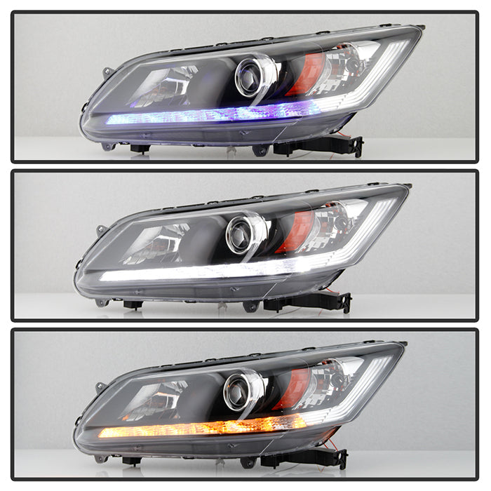 SPYDER xTune 13-15 Honda Accord LED Blue Start / Sequential Signal DRL Proj - Blk - PRO-JH-HA14-4D-SLED-BK 9944468