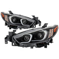 SPYDER xTune 14-17 Mazda 6 Sedan Halogen Model Only LED Light Bar Proj Headlights - Blk - PRO-JH-M614-LB-BK 9047213