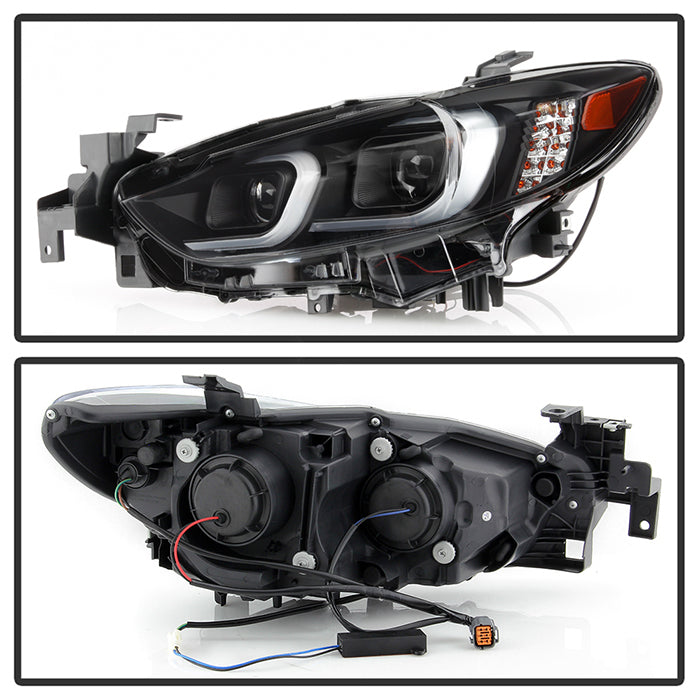 SPYDER xTune 14-17 Mazda 6 Sedan Halogen Model Only LED Light Bar Proj Headlights - Blk - PRO-JH-M614-LB-BK 9047213
