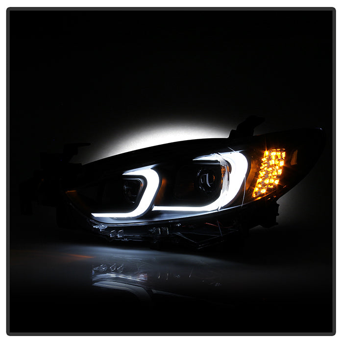 SPYDER xTune 14-17 Mazda 6 Sedan Halogen Model Only LED Light Bar Proj Headlights - Blk - PRO-JH-M614-LB-BK 9047213