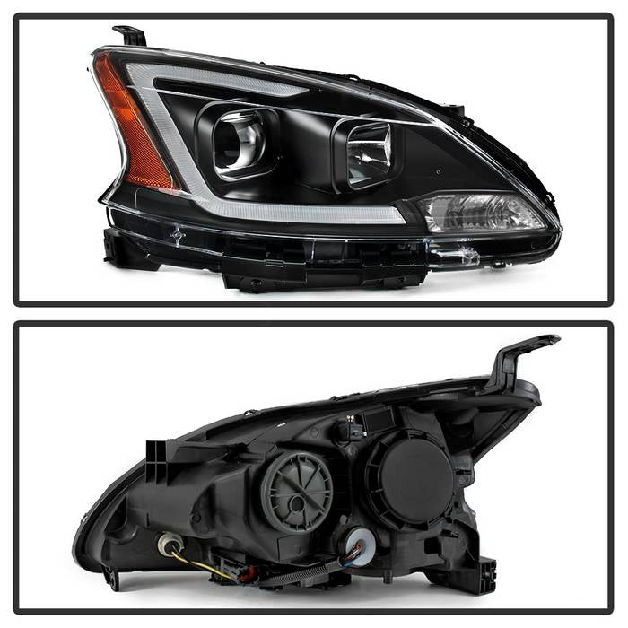 SPYDER xTune 13-15 Nissan Sentra DRL LED Light Bar Halogen Projector Headlights - Black (PRO-JH-NS13-LB-BK) 9042966