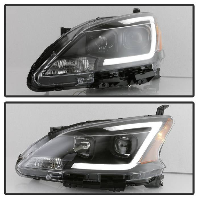 SPYDER xTune 13-15 Nissan Sentra DRL LED Light Bar Halogen Projector Headlights - Black (PRO-JH-NS13-LB-BK) 9042966