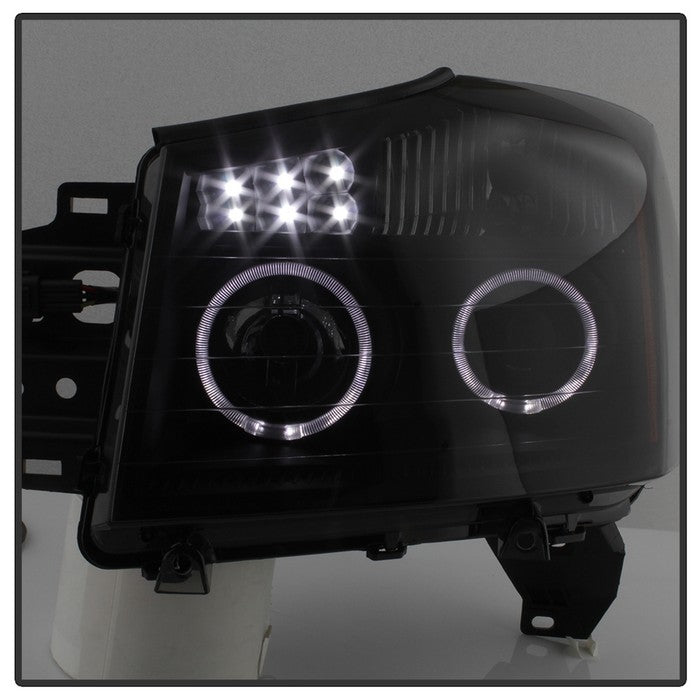SPYDER xTune Nissan Titan 04-15 Projector Headlights - LED Halo - Black Smoked PRO-JH-NTI04-LED-BSM 5082282