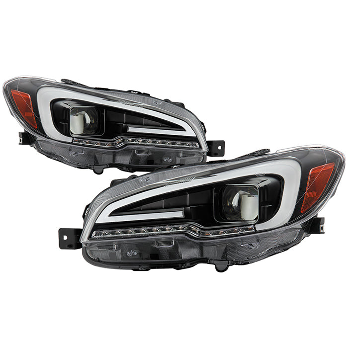 SPYDER xTune 15-18 Subaru Impreza WRX Halogen Proj Headlights - Light Bar DRL - Black PRO-JH-SWRX15-LB-BK 9047602