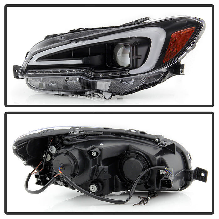SPYDER xTune 15-18 Subaru Impreza WRX Halogen Proj Headlights - Light Bar DRL - Black PRO-JH-SWRX15-LB-BK 9047602