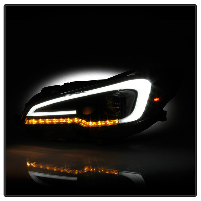 SPYDER xTune 15-18 Subaru Impreza WRX Halogen Proj Headlights - Light Bar DRL - Black PRO-JH-SWRX15-LB-BK 9047602