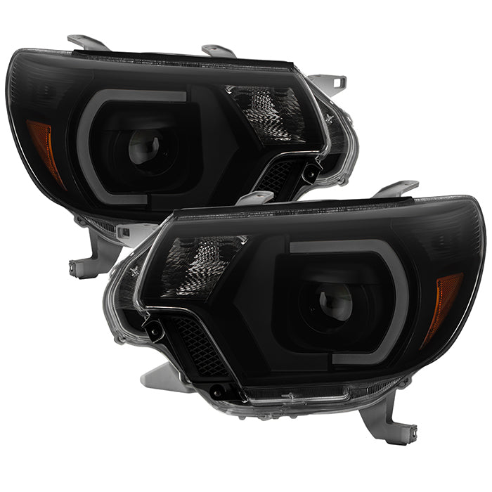 SPYDER xTune 12-15 Toyota Tacoma Light Bar DRL Projector Headlights - Black Smoke (PRO-JH-TTA12-LBDRL-BSM) 9037559