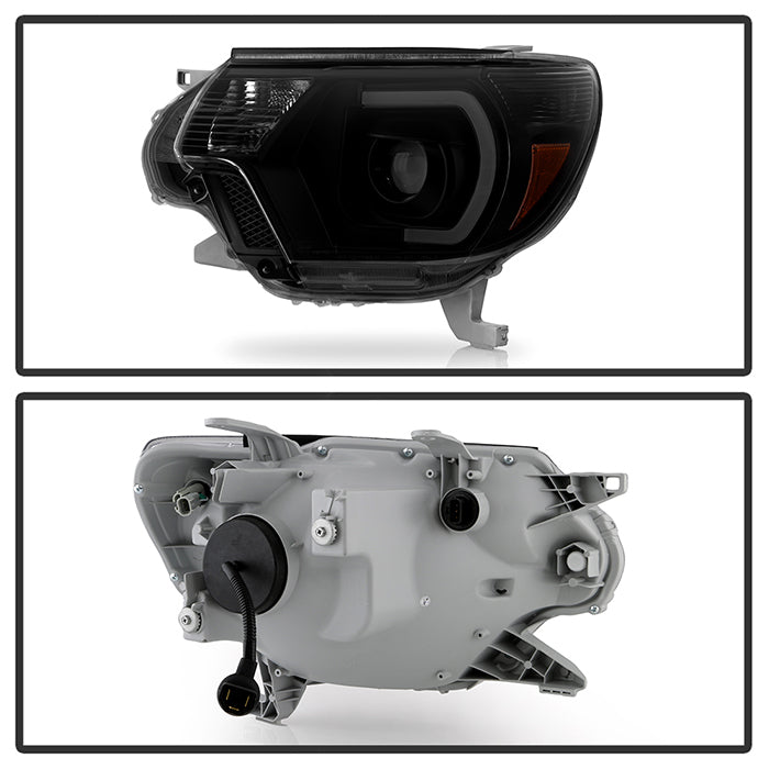 SPYDER xTune 12-15 Toyota Tacoma Light Bar DRL Projector Headlights - Black Smoke (PRO-JH-TTA12-LBDRL-BSM) 9037559