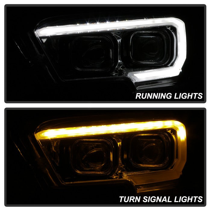 SPYDER xTune Toyota Tacoma 16-18 DRL Light Bar Projector Headlights - Black Smoked PRO-JH-TTA16-LBDRL-BSM 9039270