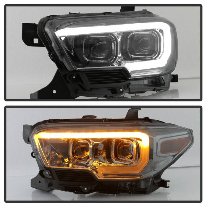 SPYDER xTune Toyota Tacoma 16-18 DRL Light Bar Projector Headlights - Black Smoked PRO-JH-TTA16-LBDRL-BSM 9039270