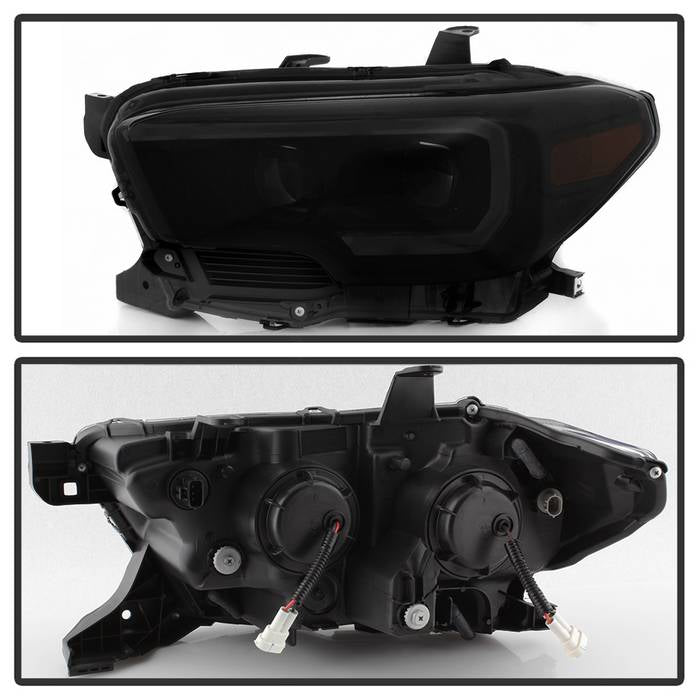 SPYDER xTune 16-18 Toyota Tacoma SR/SR5 DRL Proj Headlights w/Turn Signal - Blk Smk (PRO-JH-TTA16-SR-BSM) 9043000