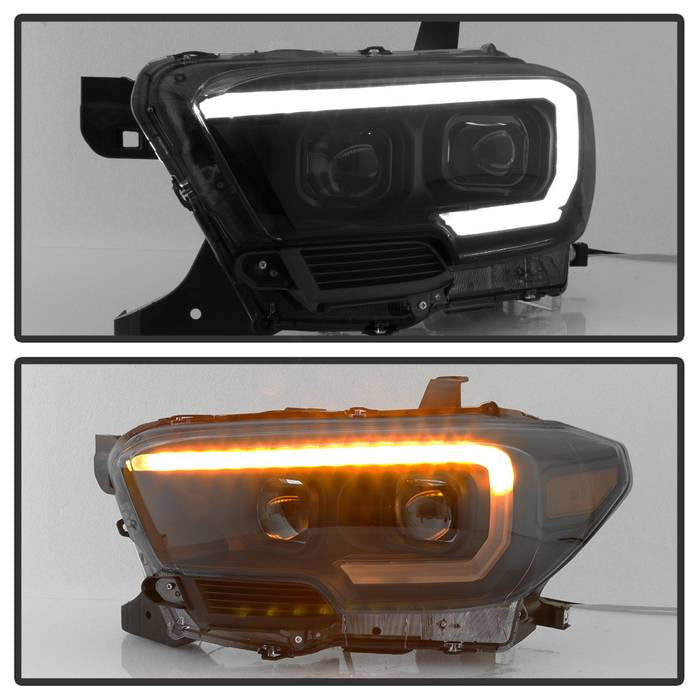 SPYDER xTune 16-18 Toyota Tacoma SR/SR5 DRL Proj Headlights w/Turn Signal - Blk Smk (PRO-JH-TTA16-SR-BSM) 9043000