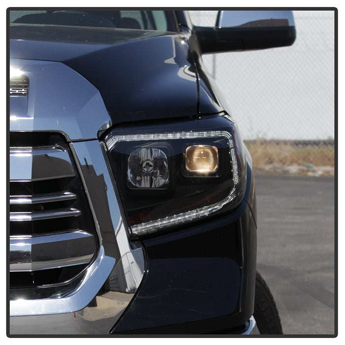 SPYDER xTune 14-17 Toyota Tundra DRL LED Light Bar Proj Headlights - Black Smoke (PRO-JH-TTU14-LB-BSM) 9043031