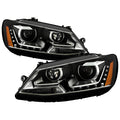 SPYDER xTune Volkswagen Jetta 11-14 Halogen Model Only DRL Projector Headlights - Black PRO-JH-VJ11-DRL-BK 9036675