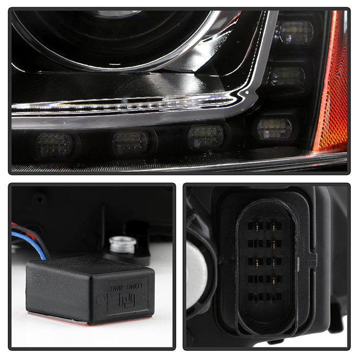 SPYDER xTune Volkswagen Jetta 11-14 Halogen Model Only DRL Projector Headlights - Black PRO-JH-VJ11-DRL-BK 9036675