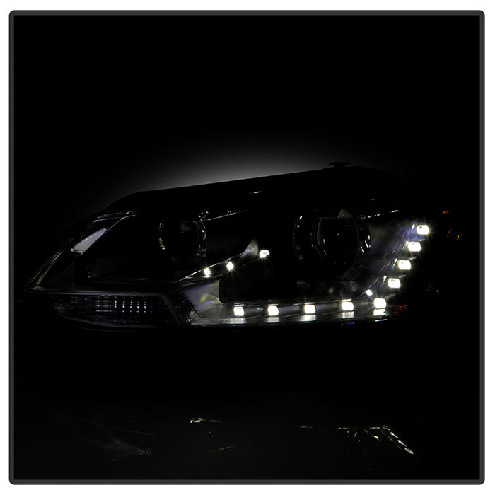 SPYDER xTune Volkswagen Jetta 11-14 Halogen Model Only DRL Projector Headlights - Black PRO-JH-VJ11-DRL-BK 9036675