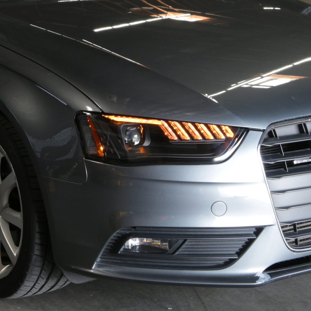 SPYDER 13-16 Audi A4 4DR LED Tail Lights LED Clear Reverse Lights - Black ALT-YD-AA413-SEQ-BK 5087171