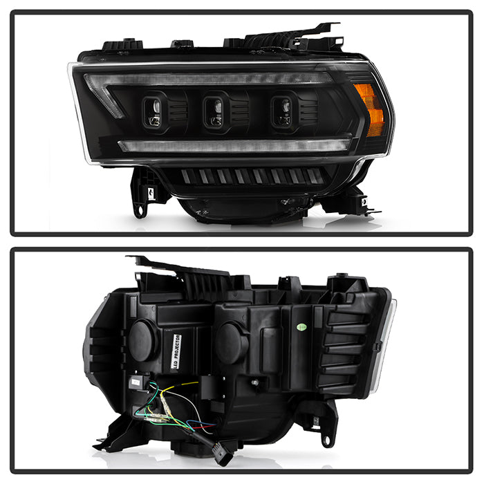 SPYDER 19-22 Dodge Ram 2500/3500 (Halogen Model Only) Proj. Headlights (PRO-YD-DR19HDHALAP-SEQ-BK) 5088604