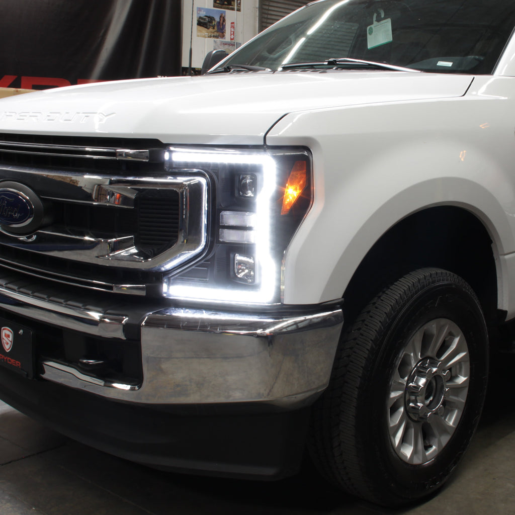 SPYDER Signature 20-22 Ford F250/F350 (Halogen) Proj. Headlights - Black (PRO-YD-FS20HALSI-SEQ-BK) 5088628