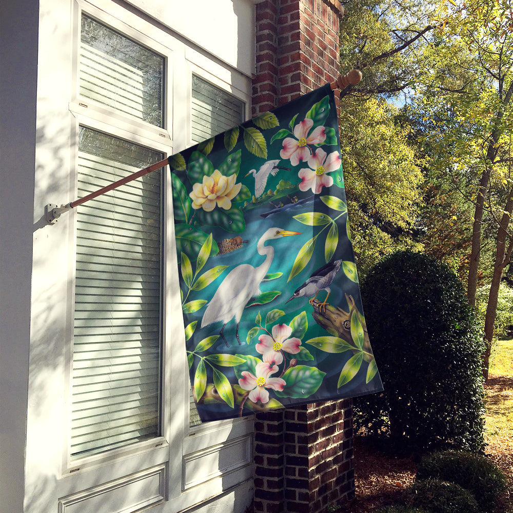 River Egret House Flag 28x40 Porch Sleeve Pole Decorative Outside Yard Banner Artwork Wall Hanging, Polyester