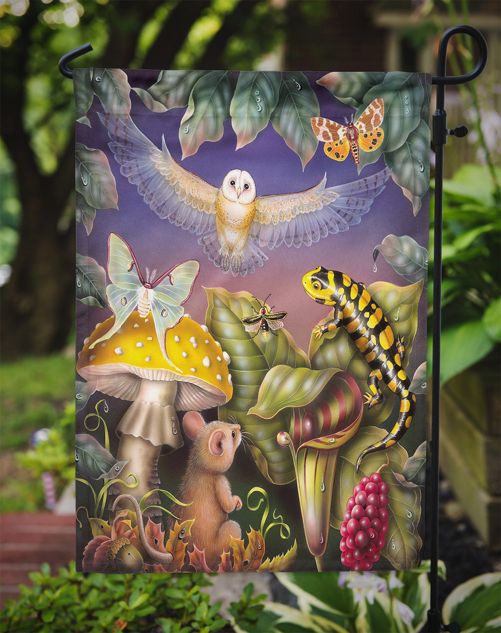 Night Owl, Iguana, Butterfles Garden Flag Mailbox Decorative Yard Banner Outside Patio Artwork for Flower Beds, Garden Size, Multicolor