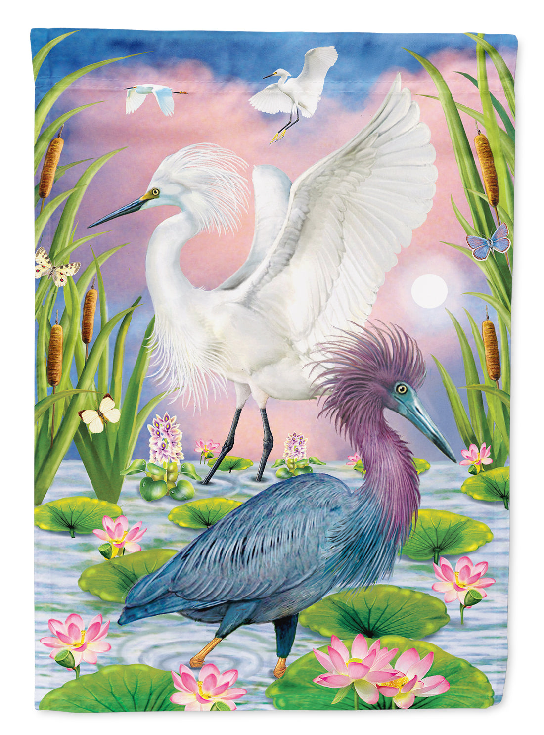 Little Blue And Snowy Heron Garden Flag Mailbox Decorative Yard Banner Outside Patio Artwork for Flower Beds, Garden Size, Multicolor