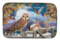 Short-Eared Owl In The Churchyard Dish Drying Mat Absorbent Dish Drying Mat Pad for Kitchen Counter Dish Drainer Mat for Countertop, 14 x 21", Multicolor