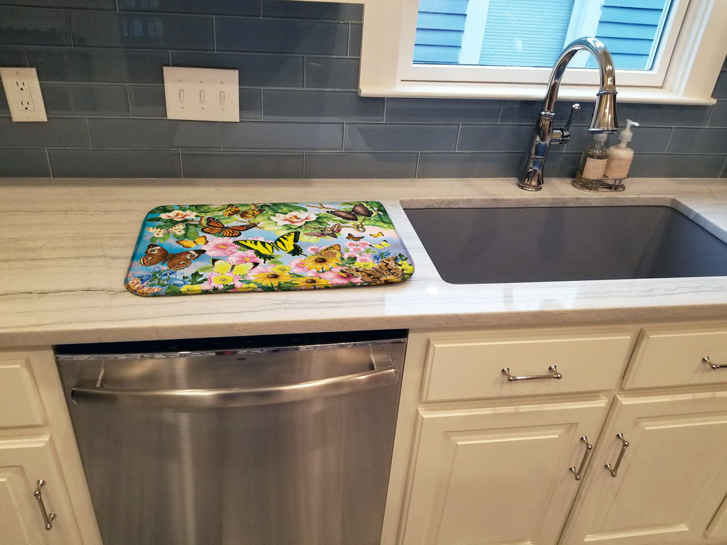 North American Butterflies Dish Drying Mat Absorbent Dish Drying Mat Pad for Kitchen Counter Dish Drainer Mat for Countertop, 14 x 21", Multicolor