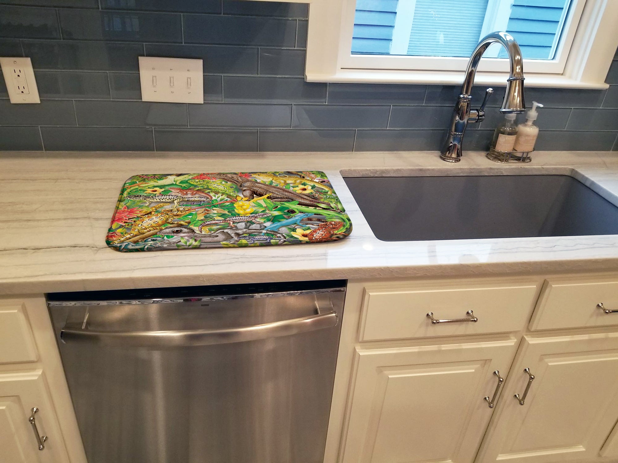 Lizard Jungle Dish Drying Mat Absorbent Dish Drying Mat Pad for Kitchen Counter Dish Drainer Mat for Countertop, 14 x 21", Multicolor