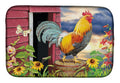 Rooster Barnyard Morning Dish Drying Mat Absorbent Dish Drying Mat Pad for Kitchen Counter Dish Drainer Mat for Countertop, 14 x 21", Multicolor