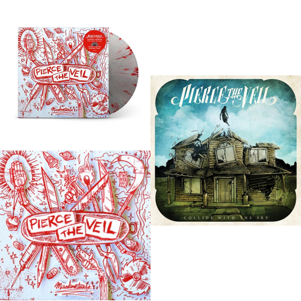 Pierce The Veil - Misadventures & Misadventures (Silver With Red Splatter LP Vinyl) & Collide With The Sky (Sea Blue LP Vinyl)