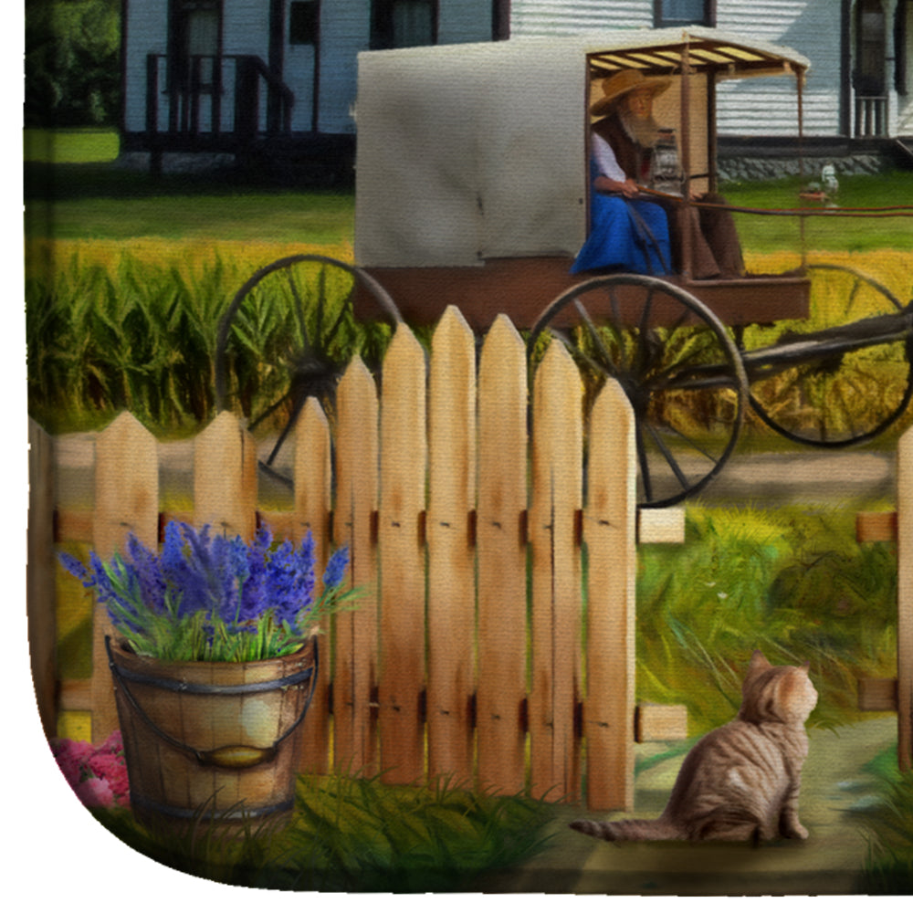 Headed Home for Dinner Farm Dish Drying Mat Absorbent Dish Drying Mat Pad for Kitchen Counter Dish Drainer Mat for Countertop, 14 x 21", Multicolor