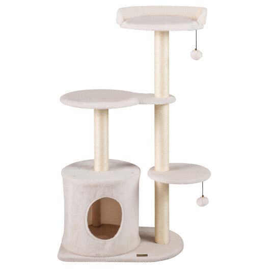 43" Cat Tree for Indoor Cats with Comfy Plush Perches and Sisal Scratching Posts-Gray