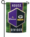 Packers vs Vikings 2 Sided House Divided Garden Flag