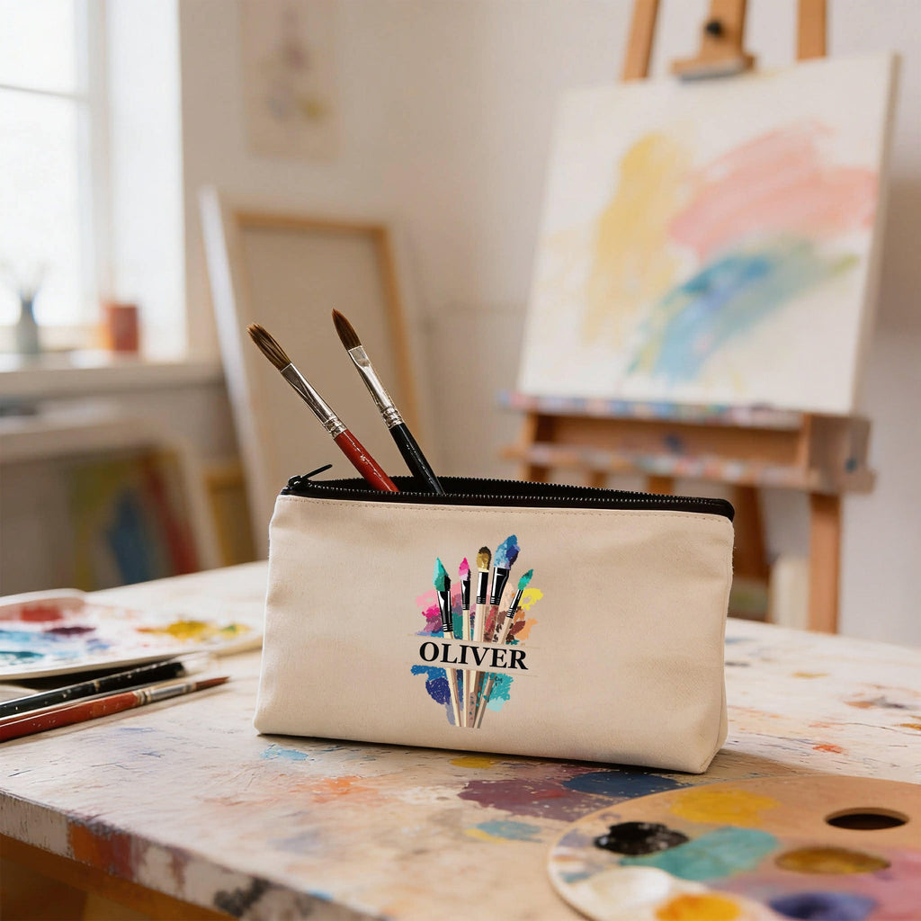 Personalized Paint Brush Pouch Holder for Kids Artists
