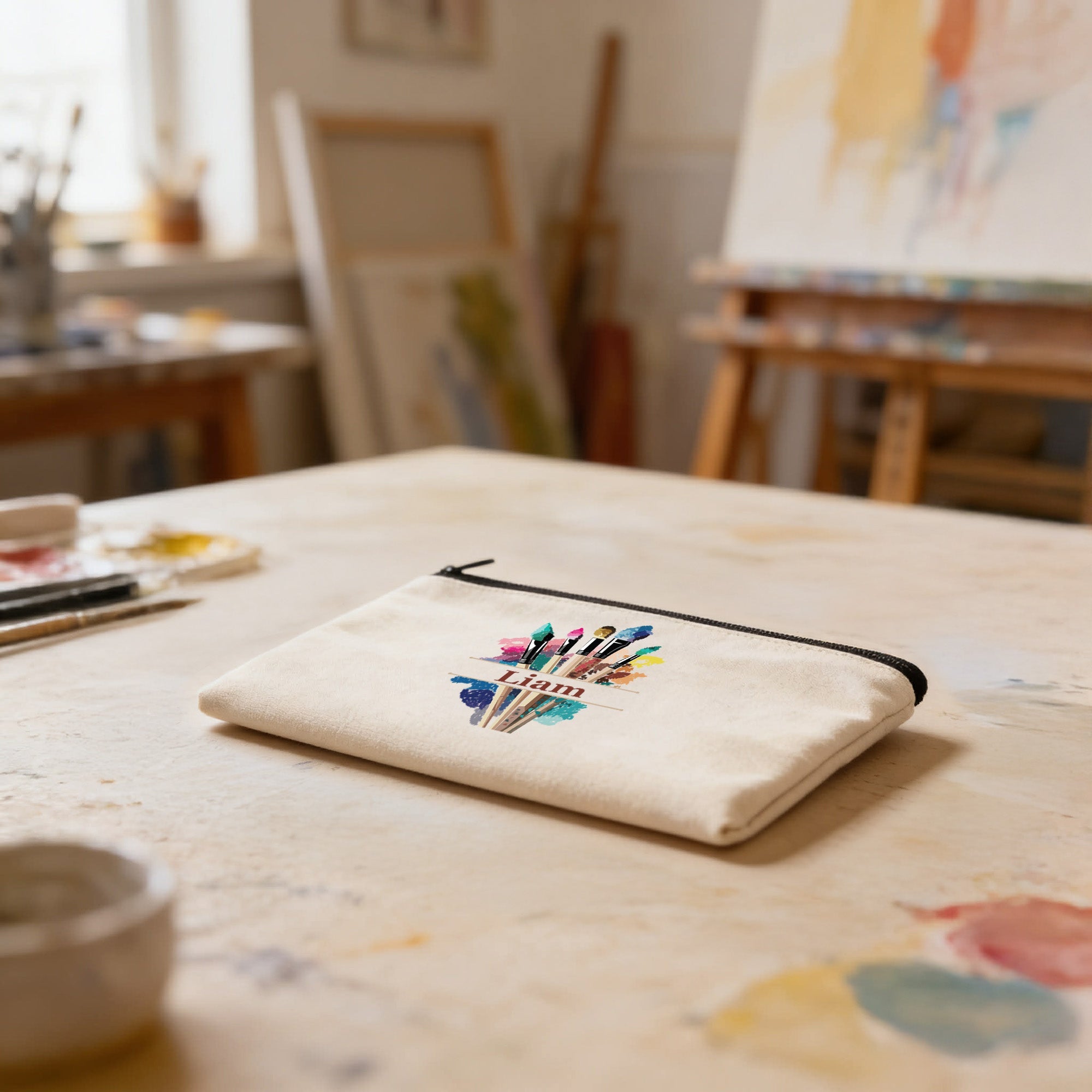 Personalized Paint Brush Pouch Holder for Kids Artists