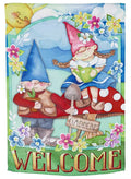 Pair Of Garden Gnomes Garden Flag 2 Sided Welcome