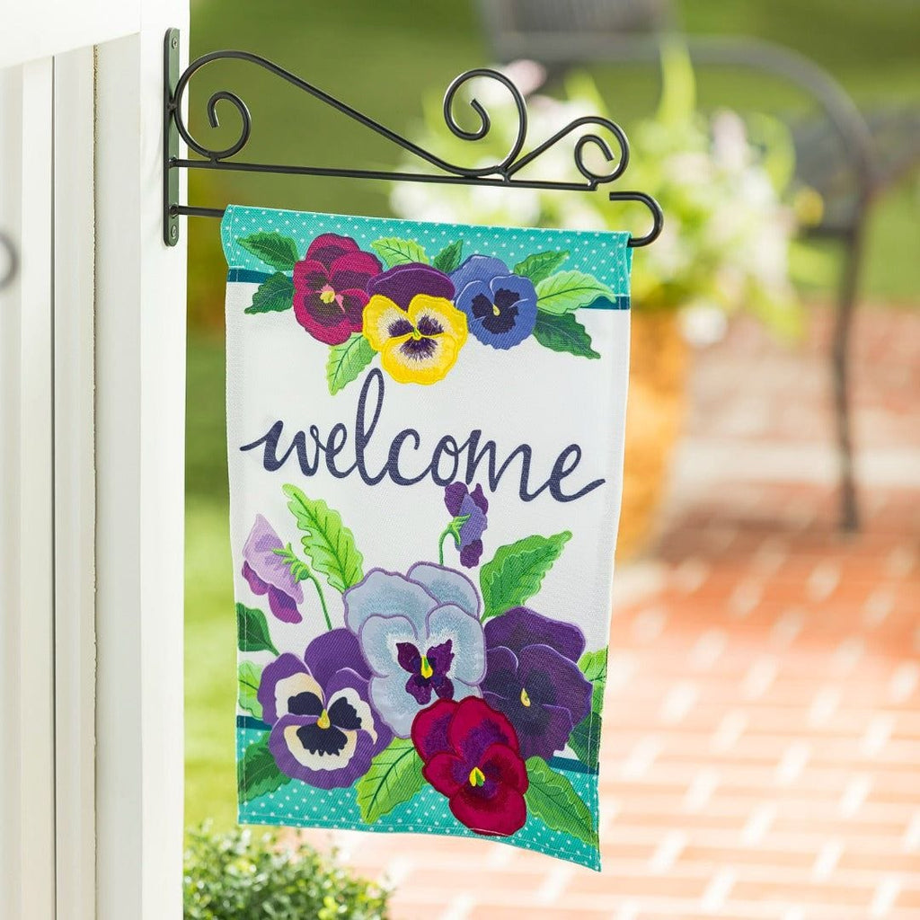 Pansey Garden Spring Garden Flag 2 Sided Burlap