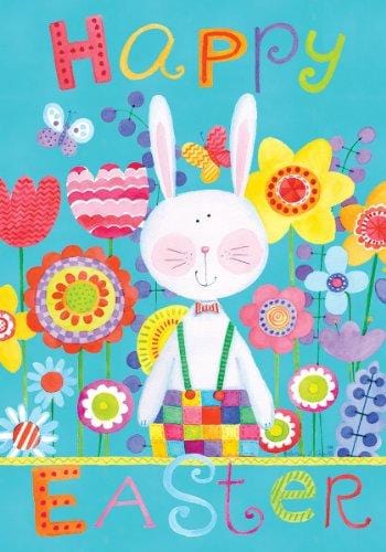 Patchwork Bunny Easter Garden Flag 2 Sided