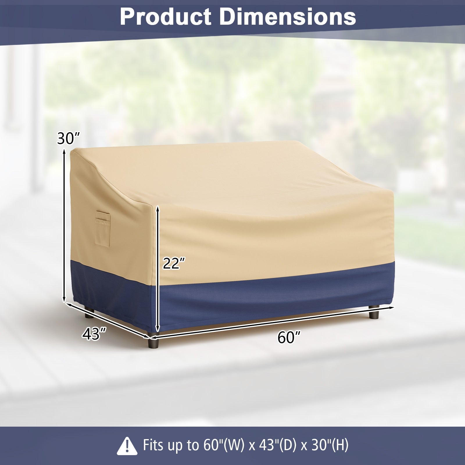 Patio Furniture Cover with Padded Handle and Click-Close Straps