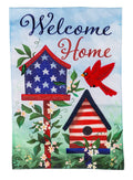 Patriotic Birdhouse Welcome Garden Flag 2 Sided