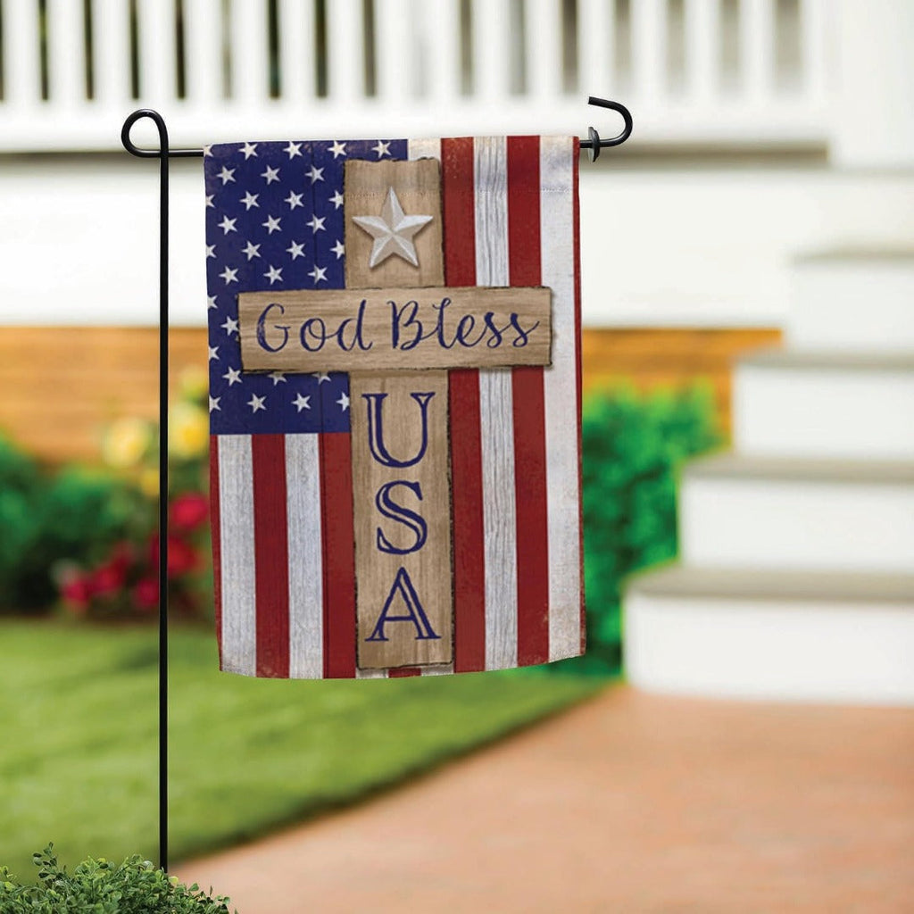 Patriotic Cross 2 Sided Garden Flag