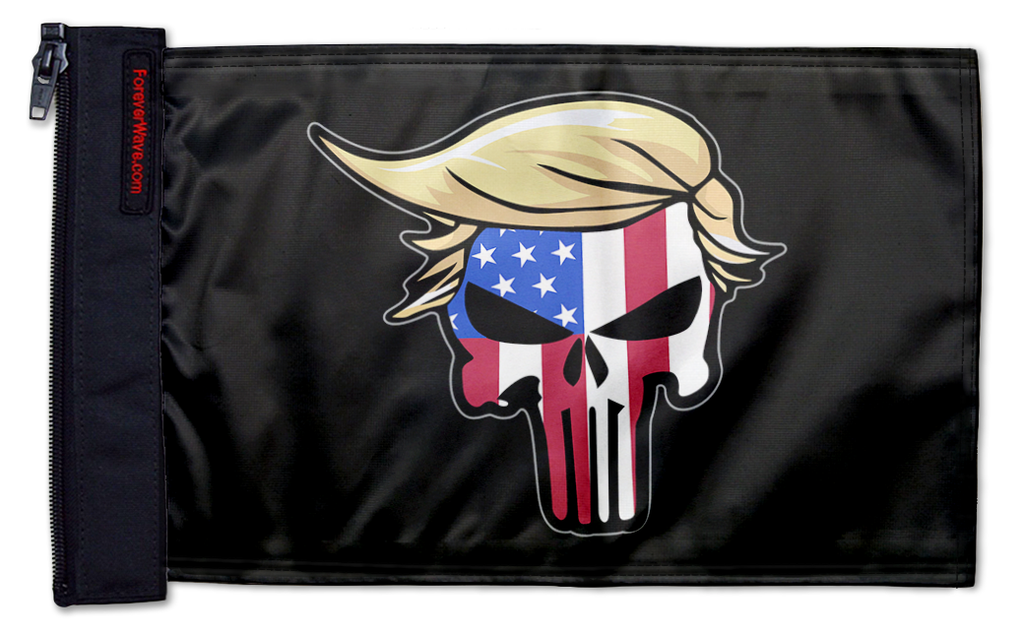 Trump Punisher 12"x18" Forever Wave Flag for Jeep Wrangler LJ 2003-2006