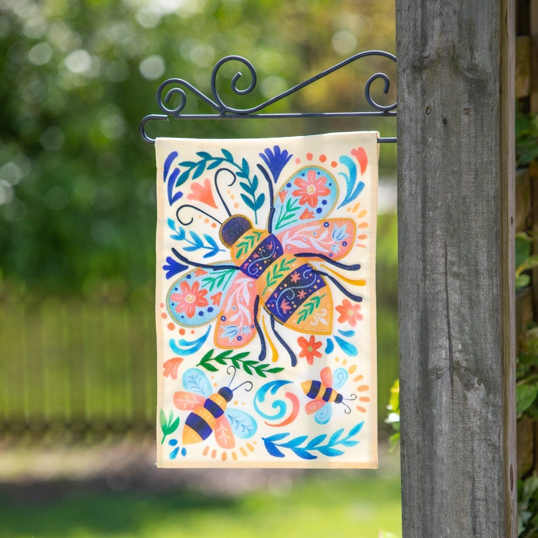 Patterned Bee Garden Flag 2 Sided