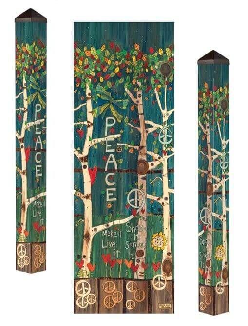 Peace Tree Painted Peace Art Pole 5 Feet Tall Share It