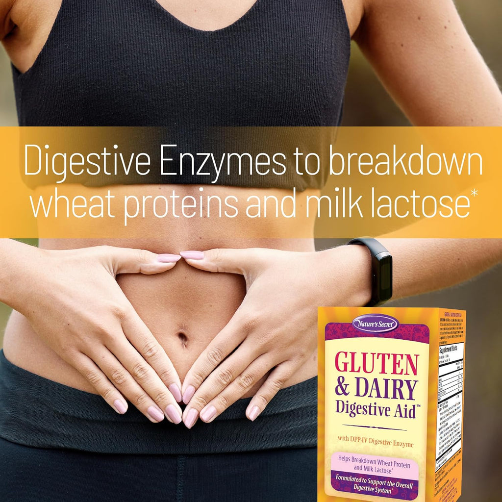 Nature's Secret Gluten and Dairy Digestive Aid, Digestive Enzyme Supplement, 50 Capsules