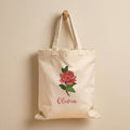 Birth Month Flowers Cotton Tote Bag with Custom Name
